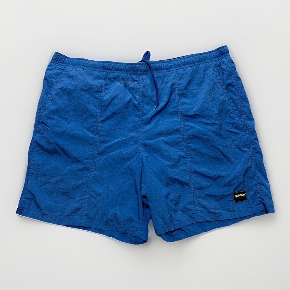 Speedo Mens Swim Trunks L Blue Mesh Lined Nylon Board Y2k Beach Running Shorts